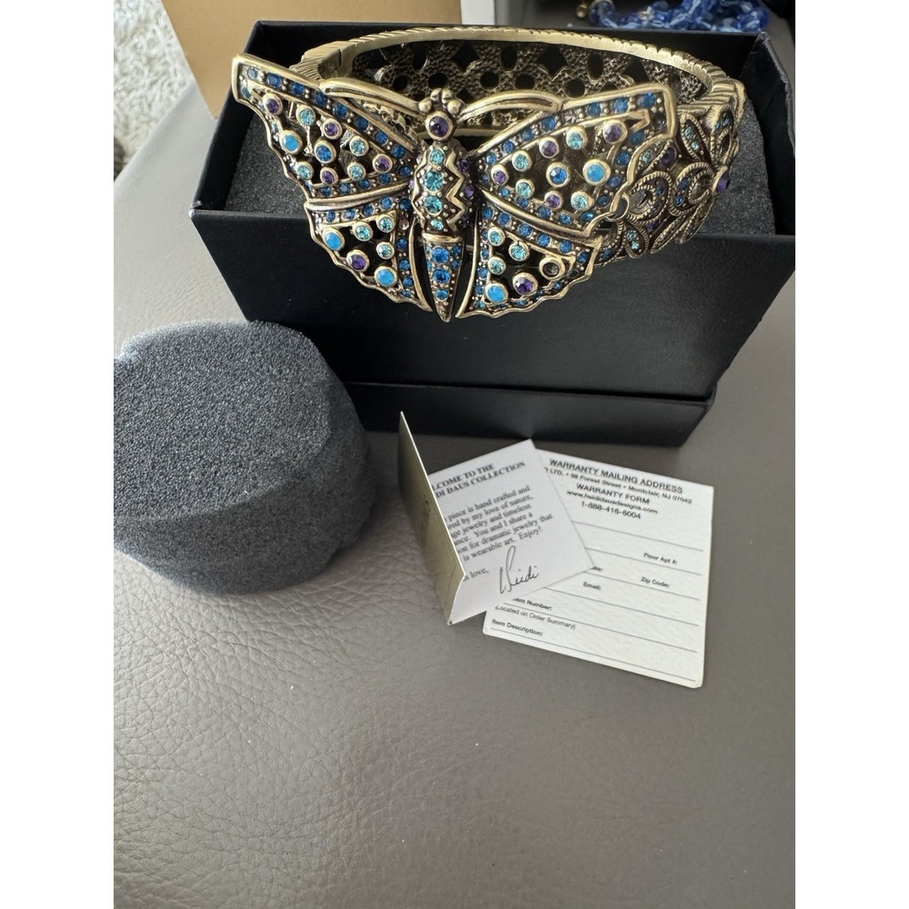 Heidi Daus Butterfly Jeweled Embellished Purple Turquoise Cabochon Bracelet